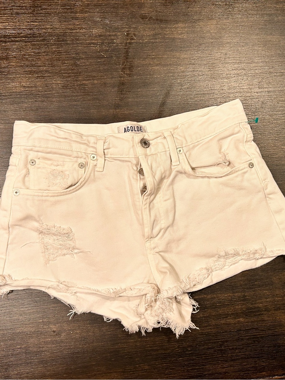 AGOLDE Women's White Distressed Denim Shorts